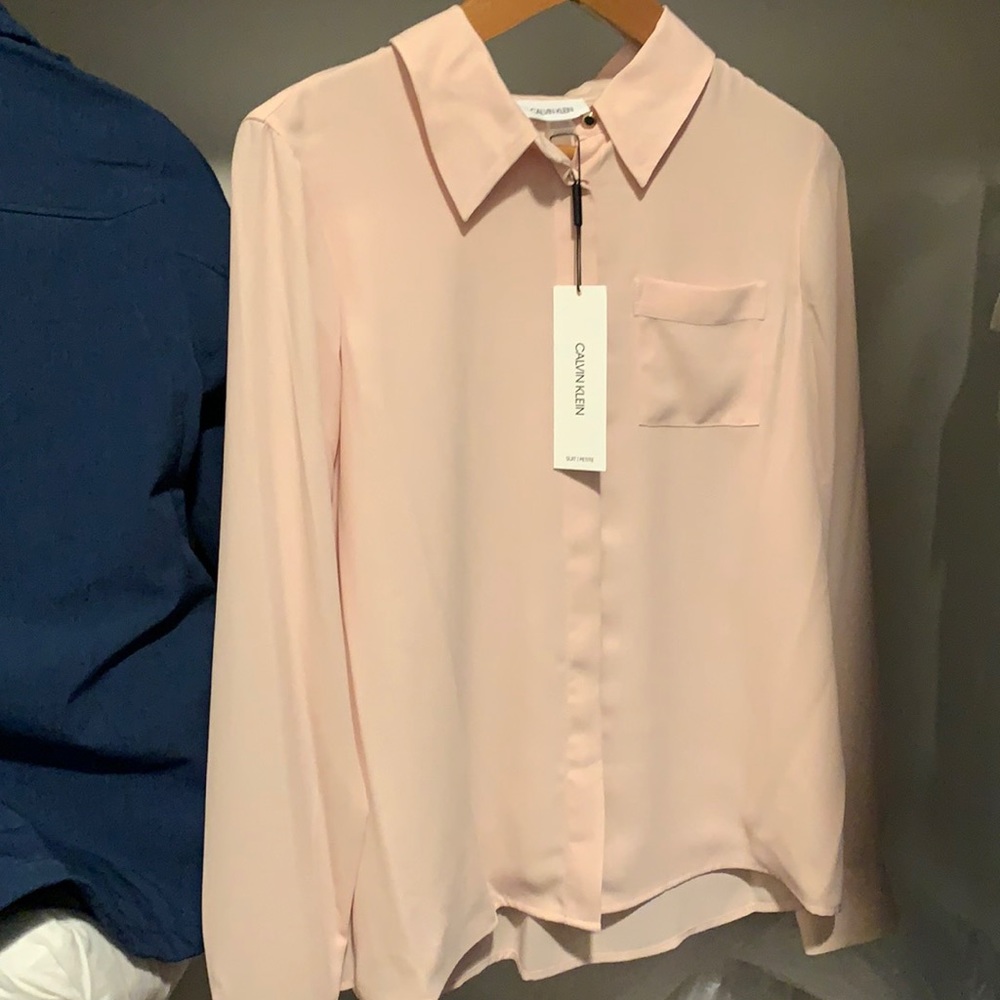 Calvin Klein button up light pink shirt. - Picture 1 of 5